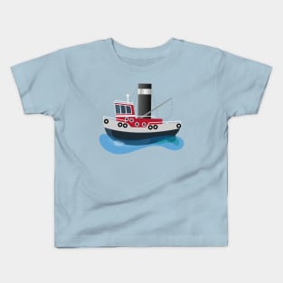 Cute fishing trawler boat cartoon illustration Kids T-Shirt